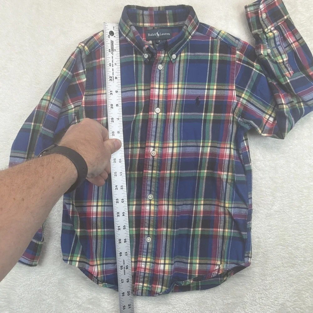 Ralph Lauren Boys Size 6 Plaid Button Down Shirt Pony Preppy Holiday Tartan